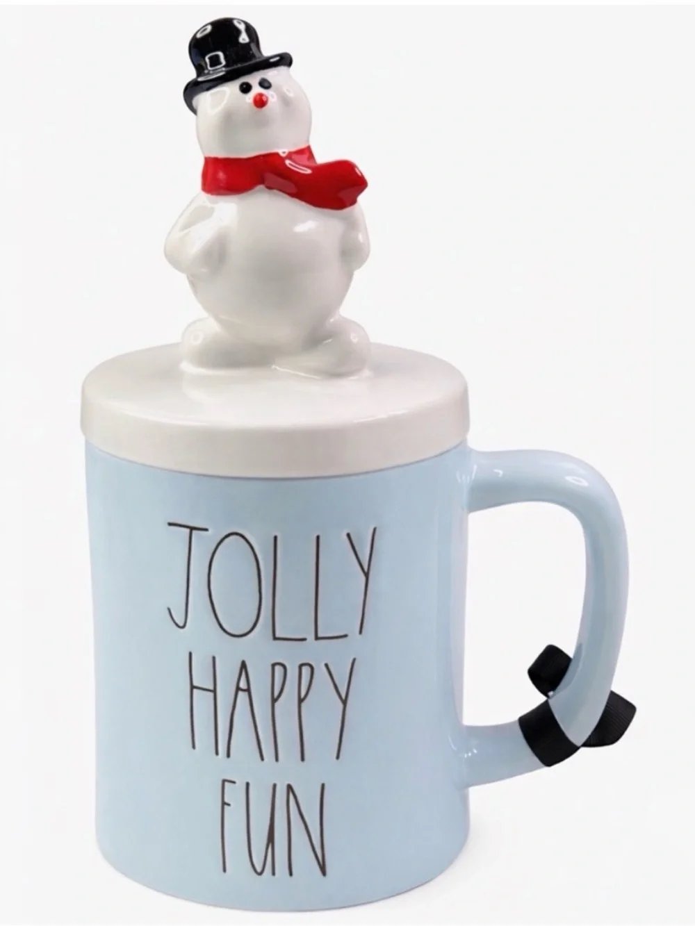Rae Dunn Jolly‎ Happy Fun Frosty Mug Cup With Frosty The Snowman Hat Topper